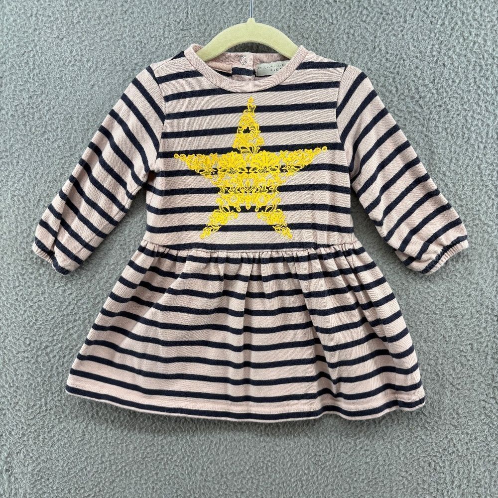 Stella McCartney Kids 18M Pink Navy Striped Star Applique Dress - Picture 2 of 11